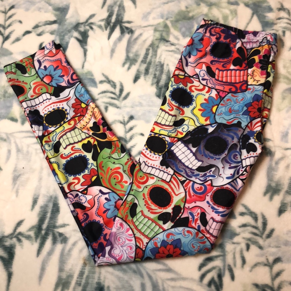 🌻 Sugar Skull stretchy colorful leggings